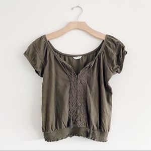 Aeropostale Olive Green Short Sleeve Blouse